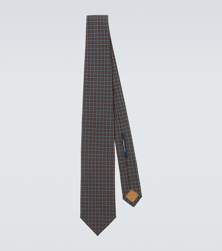 Thom Sweeney Printed Silk Tie In Blue