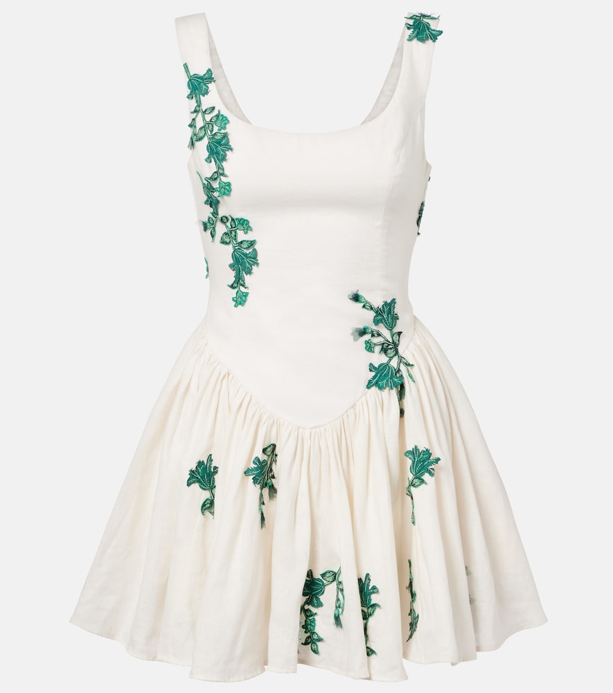Agua by Agua Bendita Pluma embroidered cotton minidress