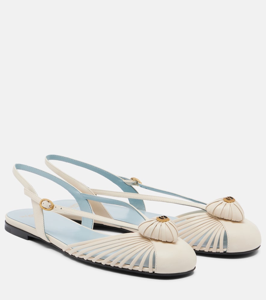 Valentino Garavani Women's White Cour Royal Leather Slingback Flats UK Size 7 - Mytheresa