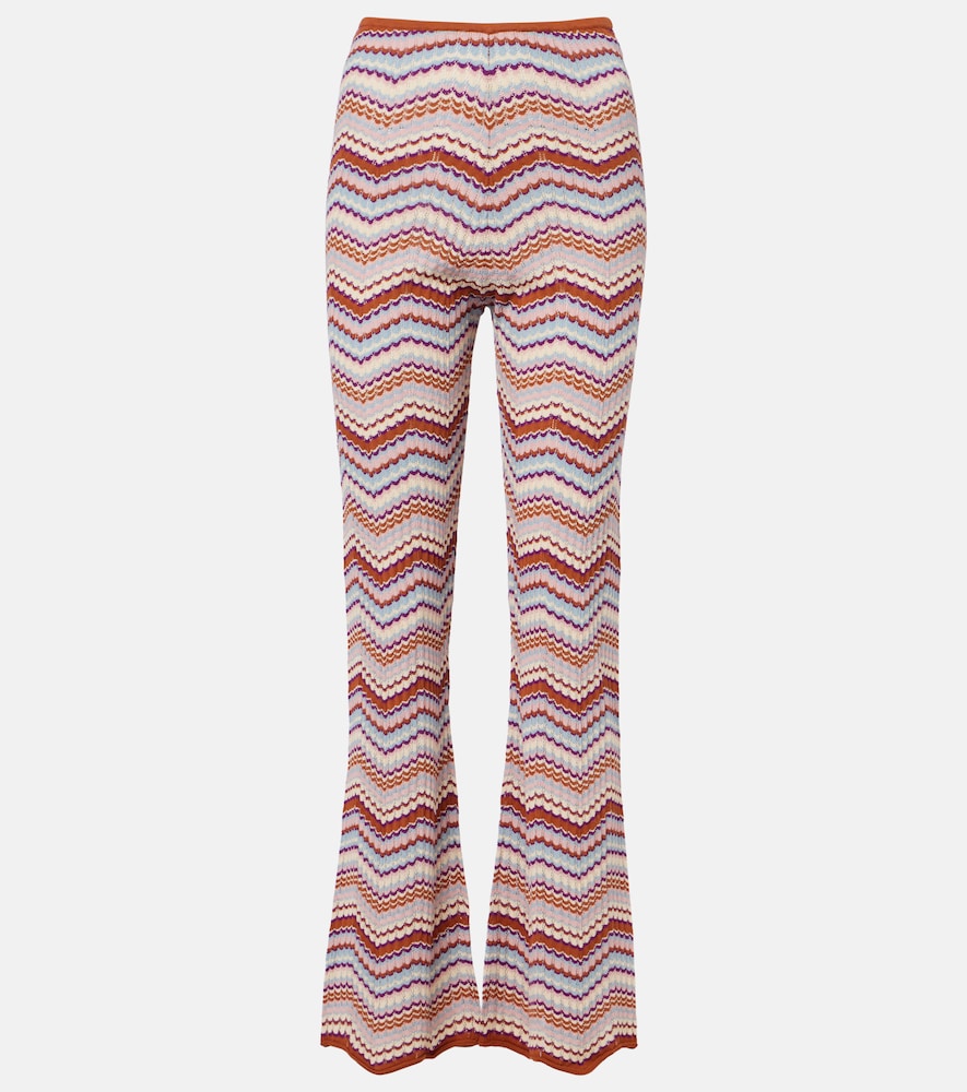 Rixo Boni Chevron Cotton Flared Pants