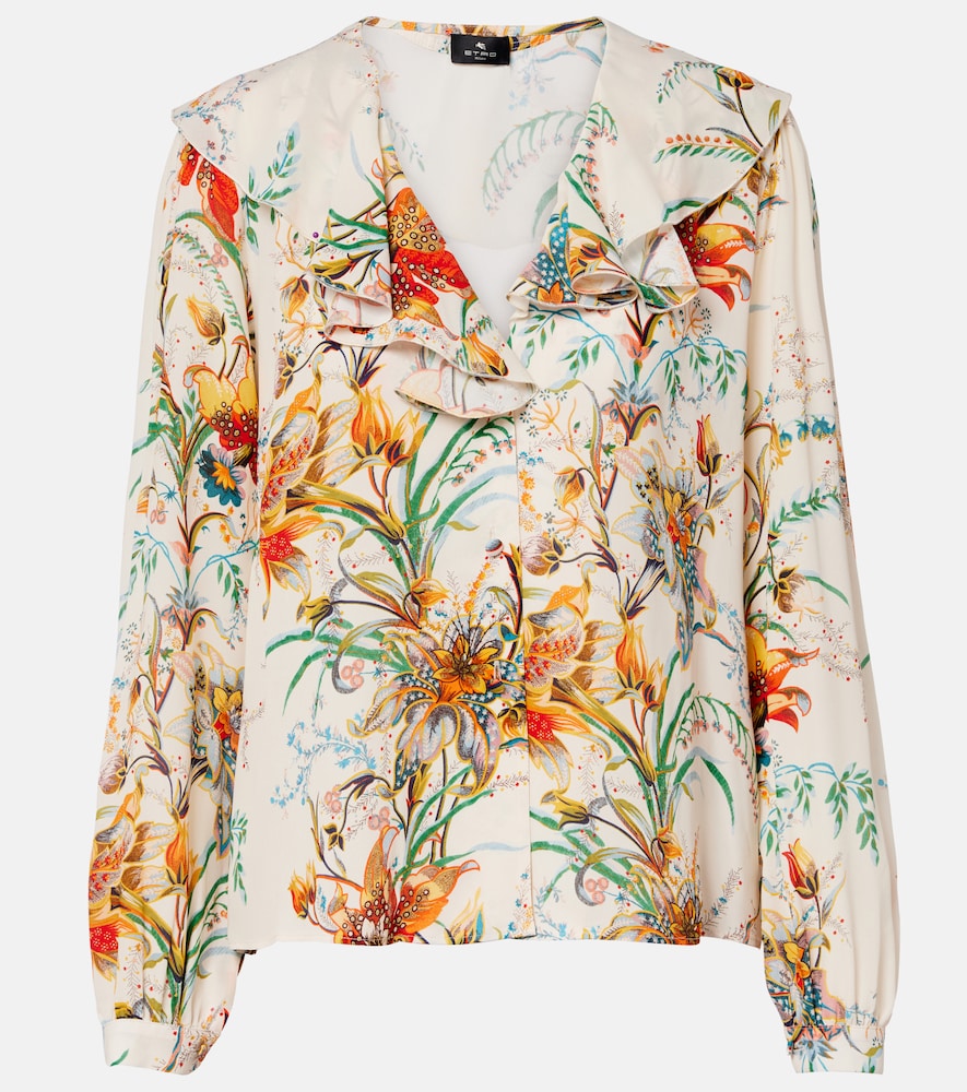 Etro Floral ruffled shirt
