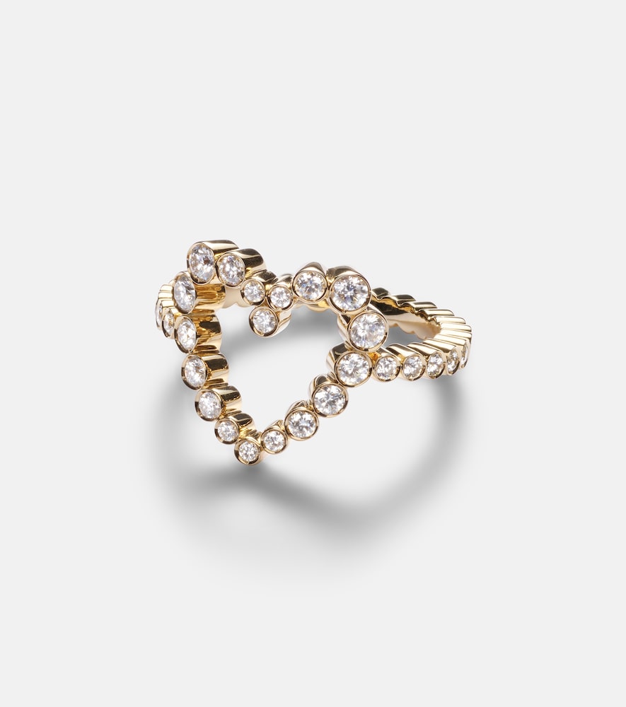 Sophie Bille Brahe Ensemble Coeur 18kt gold signet ring with diamonds