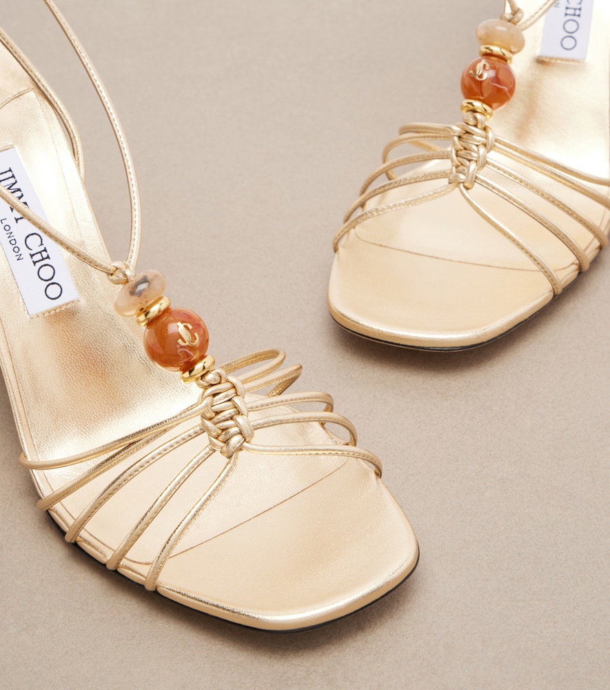 Lova Embellished Leather Wedge Sandals