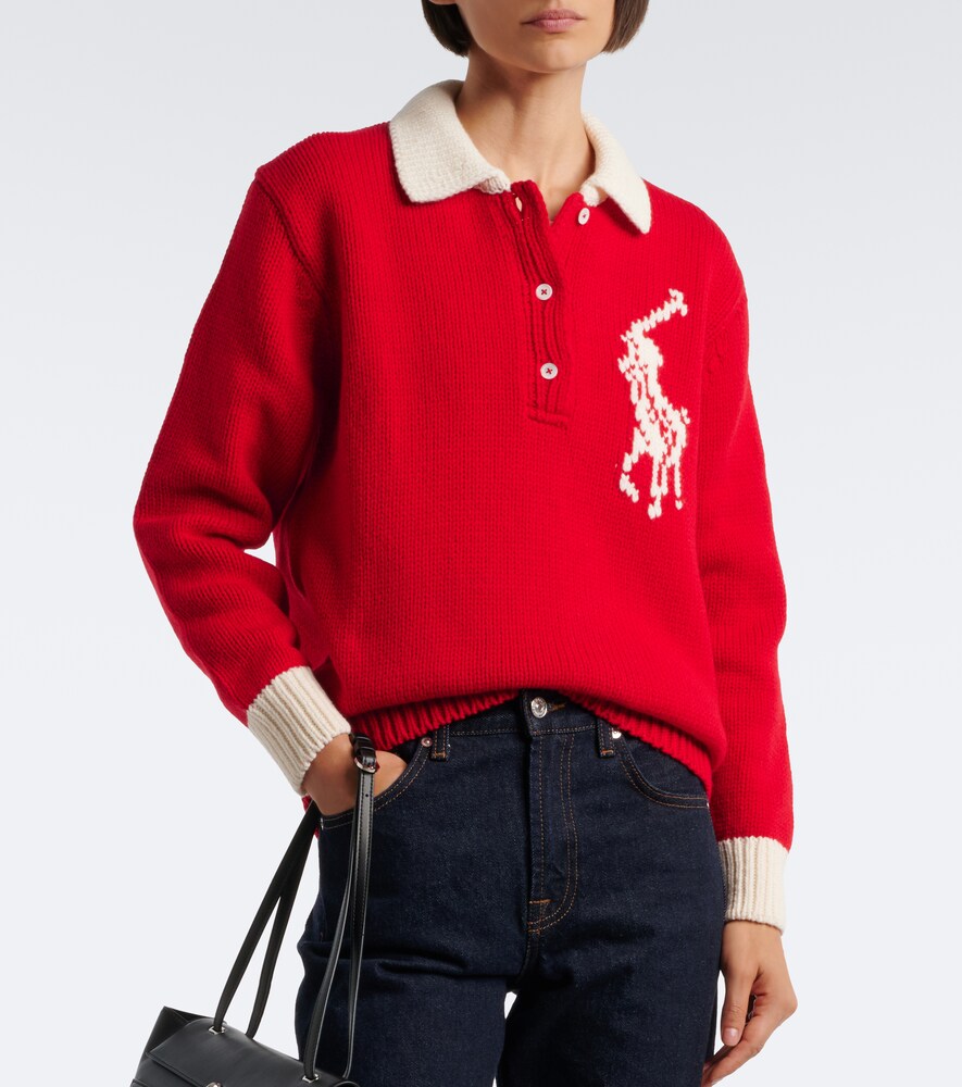 Polo Ralph Lauren Big Pony Intarsia Wool Polo Sweater