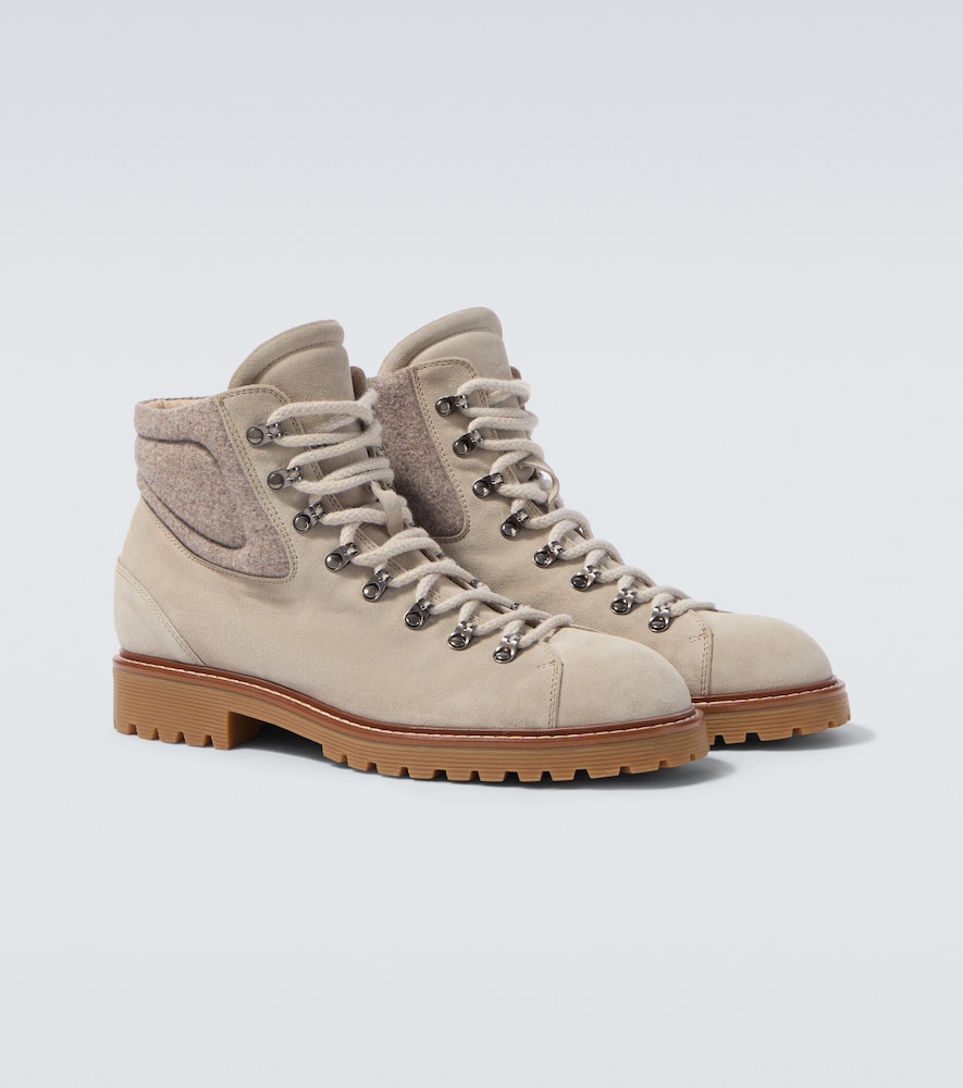 Eleventy Suede Lace-up Boots In Neutral