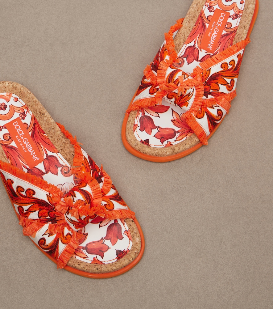  Dolce&gabbana Dolce&gabbana Majolica Fringed Brocade Slides 
