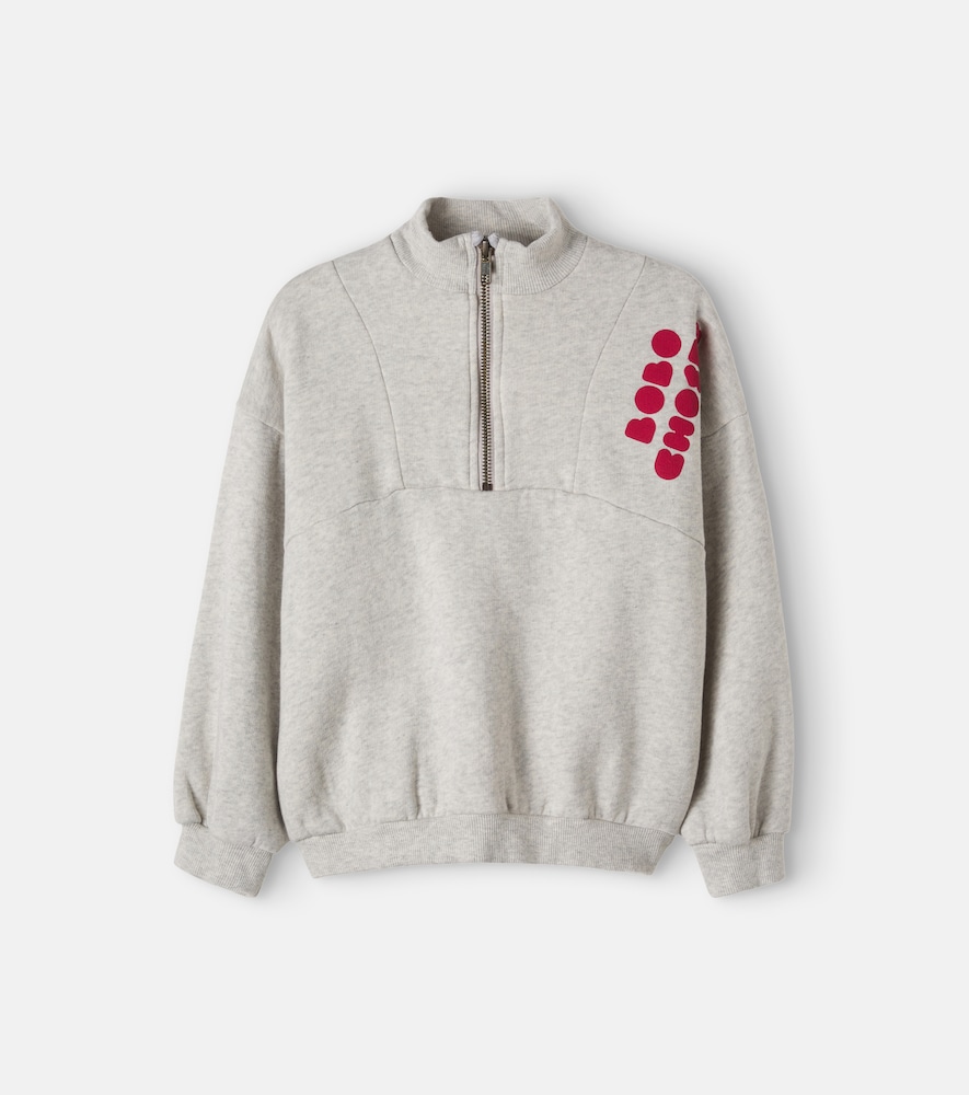 Sweatshirt aus Baumwolle mit halbem Reißverschluss