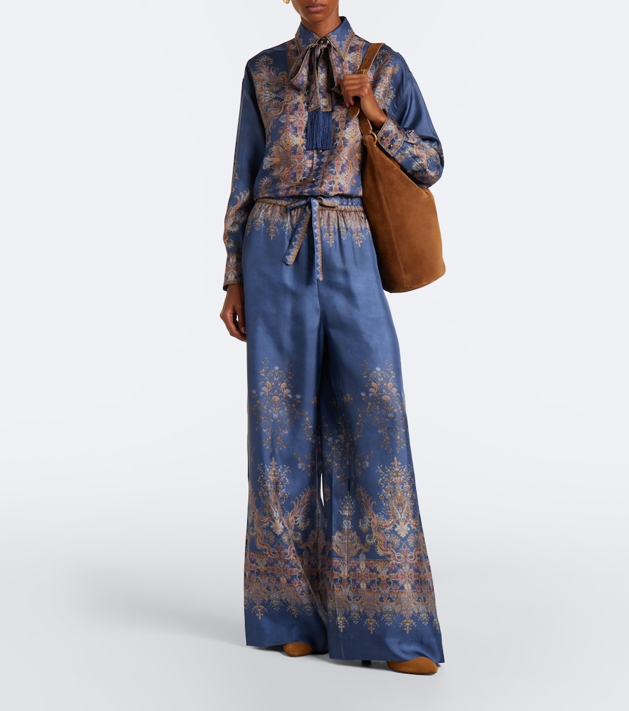 Valiant Printed Silk Satin Wide- Leg