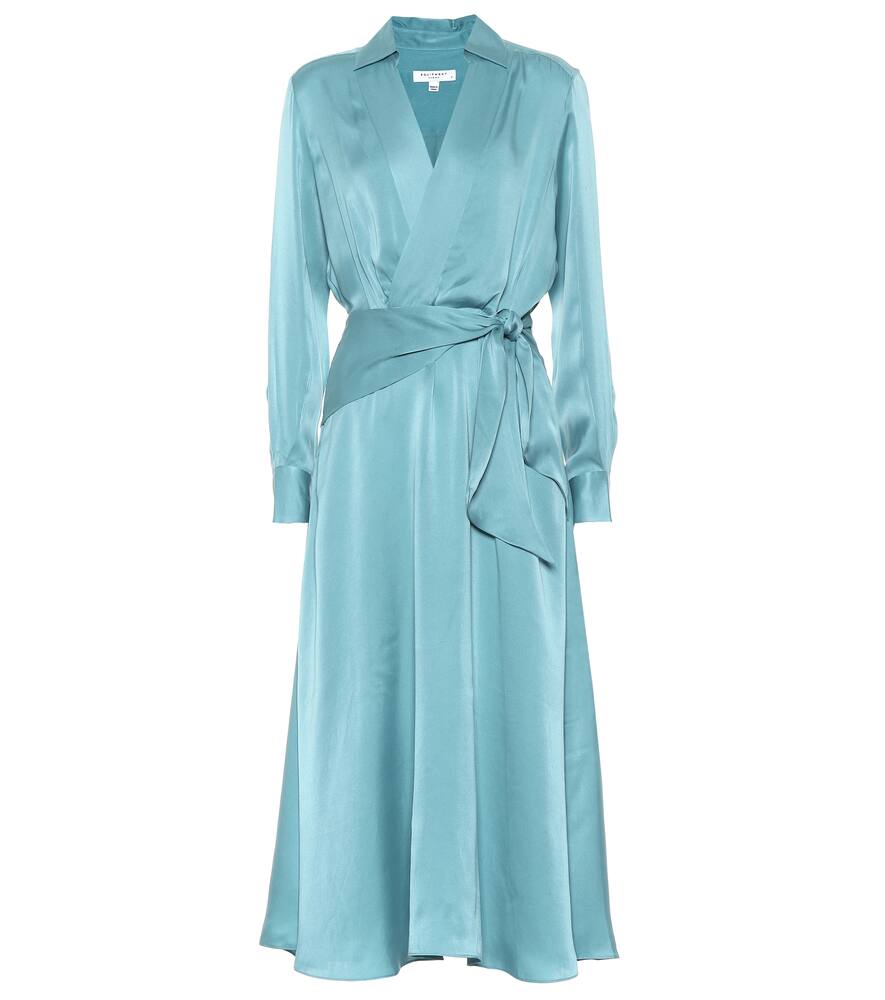 Click to view more detailed imagery on our partner's website Equipment Vivienne Silk-Blend Wrap Dress In Blue