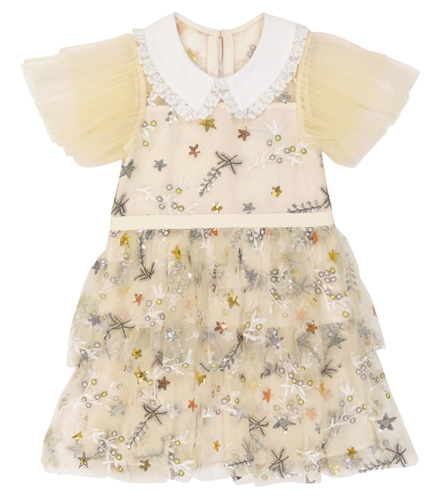 Self-Portrait Kids Embellished tulle dress