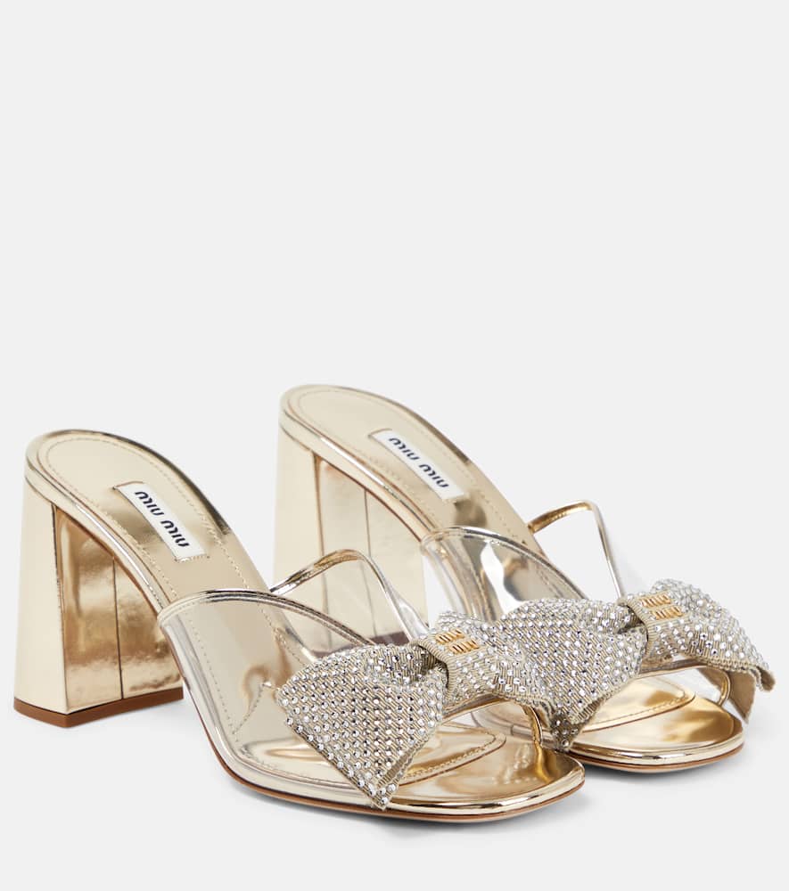 Miu Miu Embellished metallic leather sandals