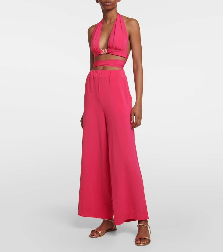 Shop Max Mara Emilia Wide-leg Jersey Pants In Fuxia