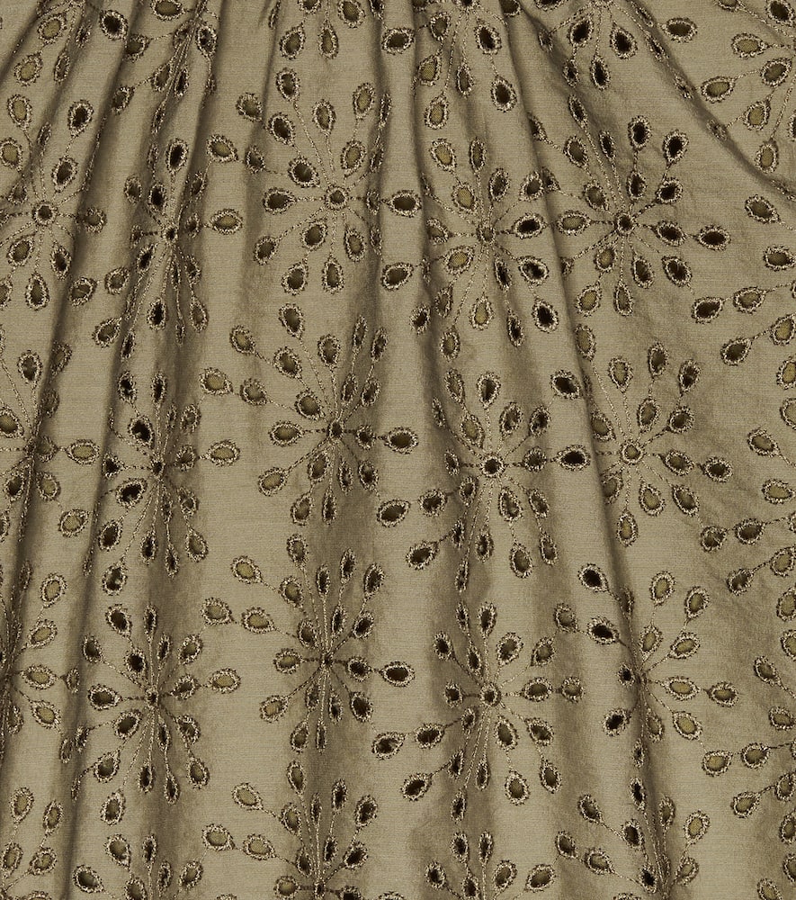 Brunello Cucinelli Broderie Anglaise Cotton-blend Top In Green