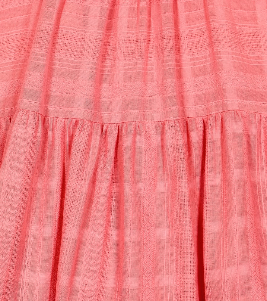 Tartine Et Chocolat Embroidered Tiered Cotton Dress In Blush