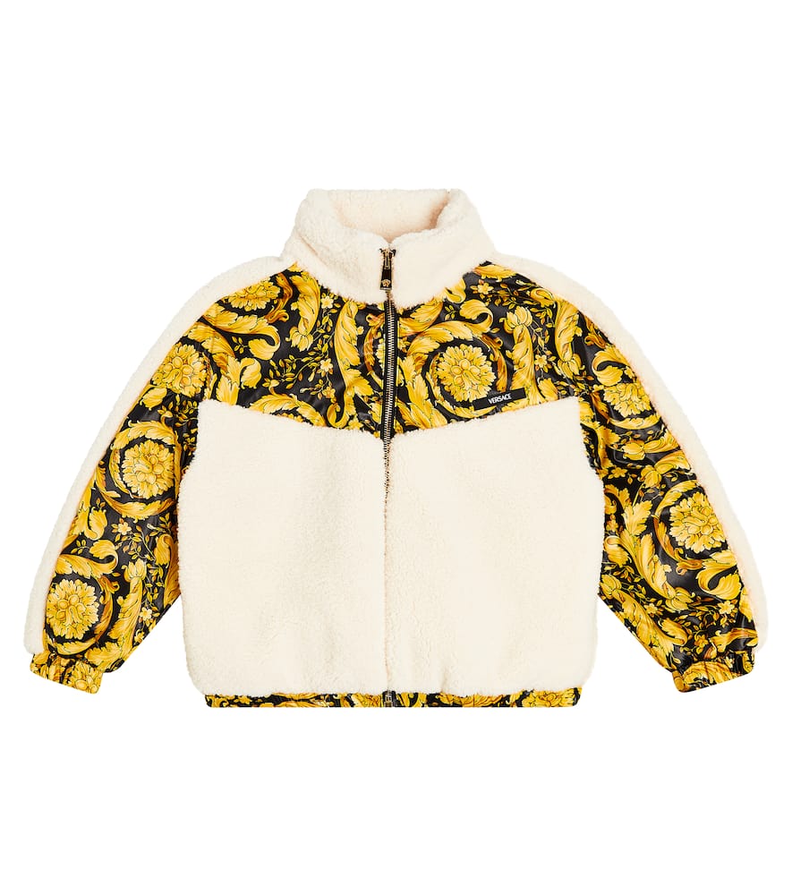 Versace Kids Barocco faux shearling-paneled jacket