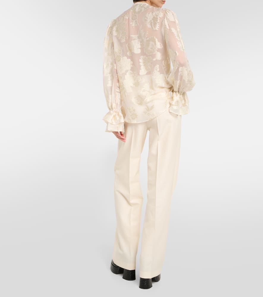 Etro Ruffled Floral Silk-crepon Blouse In Multicoloured