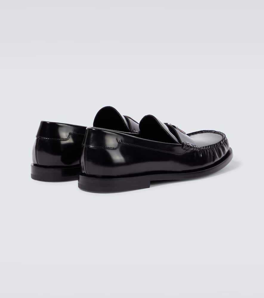 Shop Dolce & Gabbana Dg Polished Leather Loafers In Black