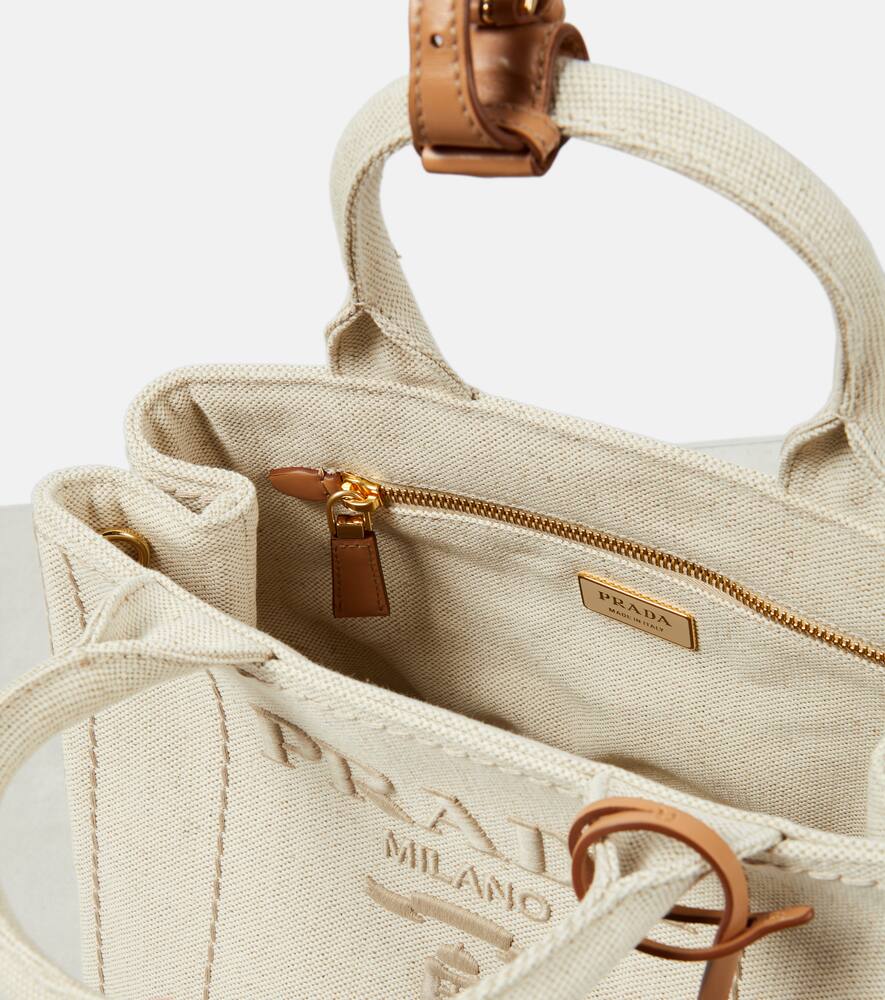 Prada Giardiniera Medium Canvas Tote Bag In Beige