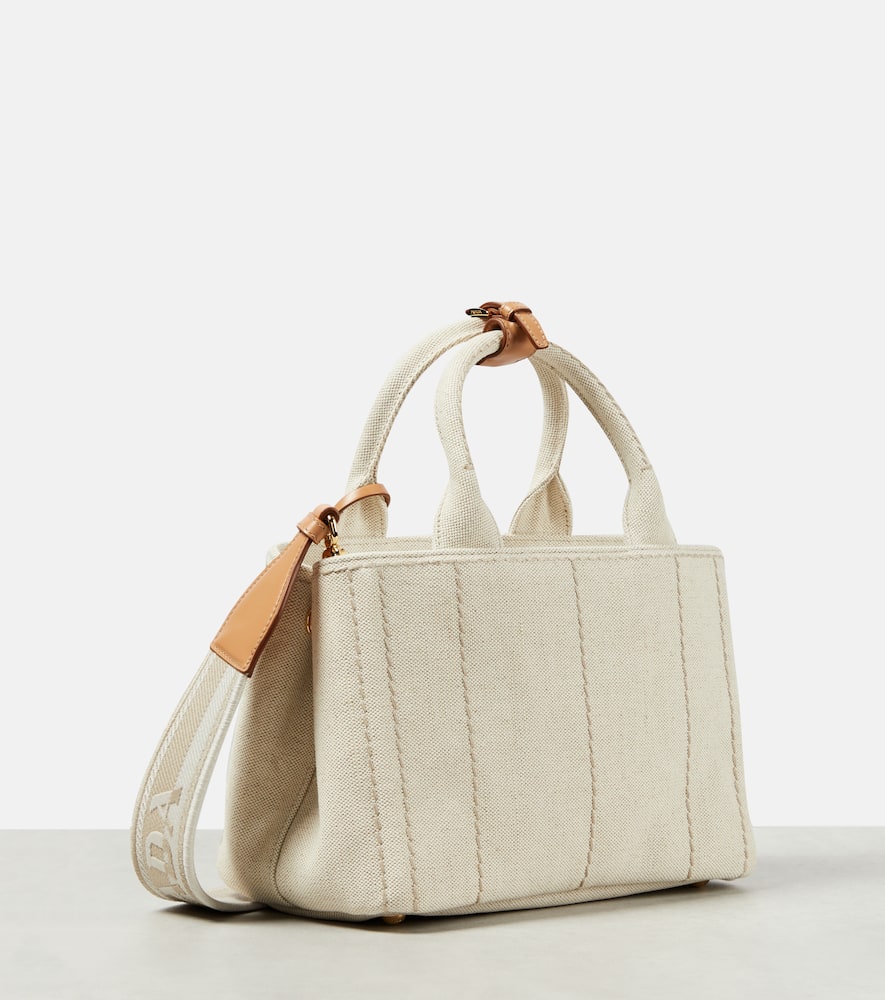 Prada Giardiniera Medium Canvas Tote Bag In Beige