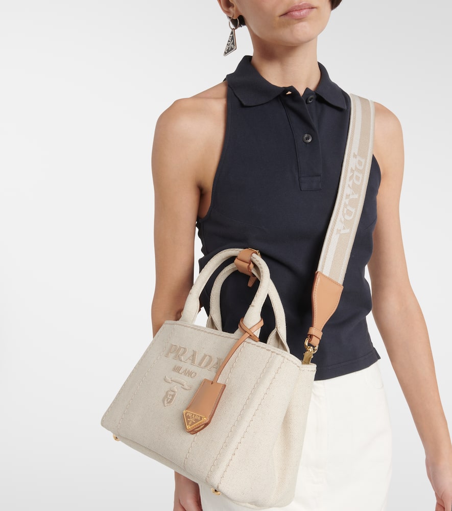 Prada Giardiniera Medium Canvas Tote Bag In Beige