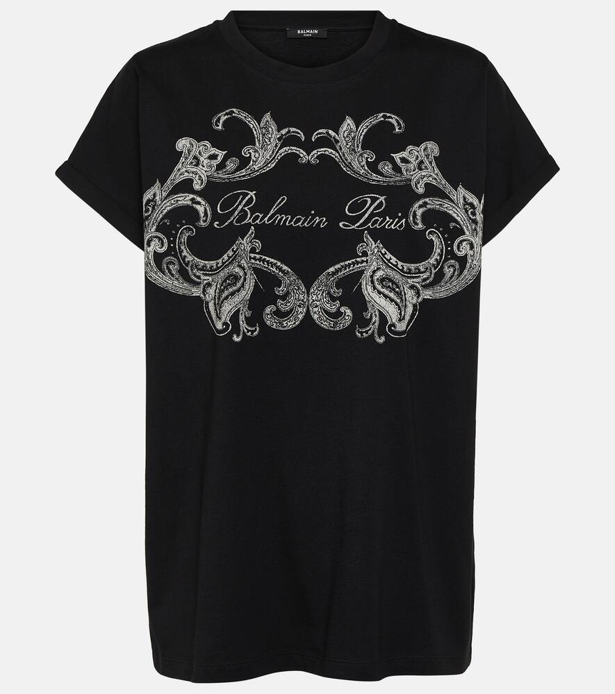 Balmain T-shirt Con Stampa In Black