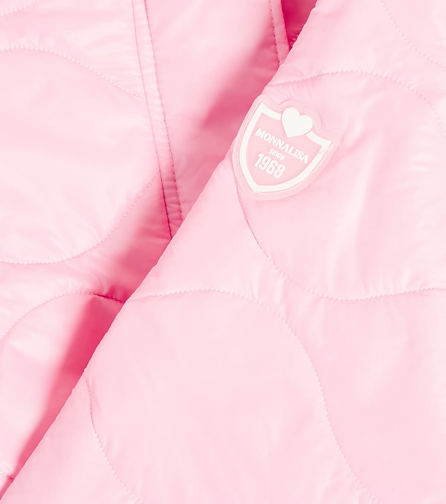 Shop Monnalisa Quilted Bow-detail Parka In Pink