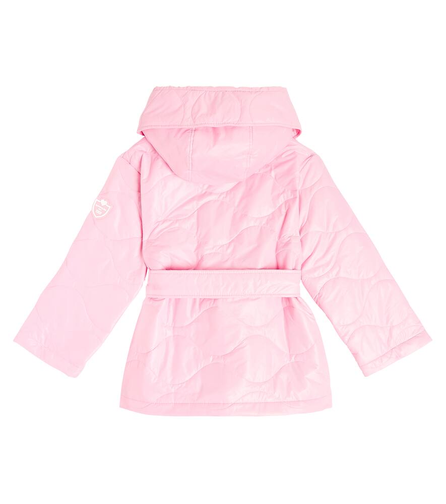 Shop Monnalisa Quilted Bow-detail Parka In Pink