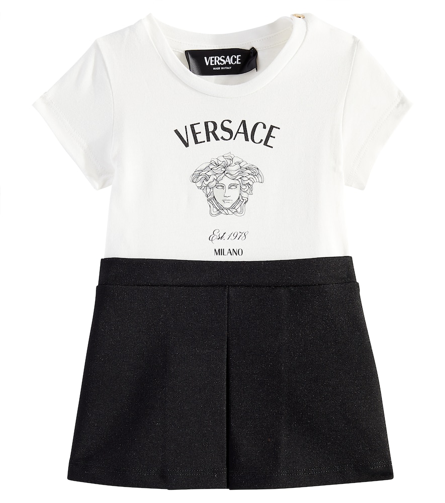 Versace Baby Medusa Milano Cotton Jersey Dress In White