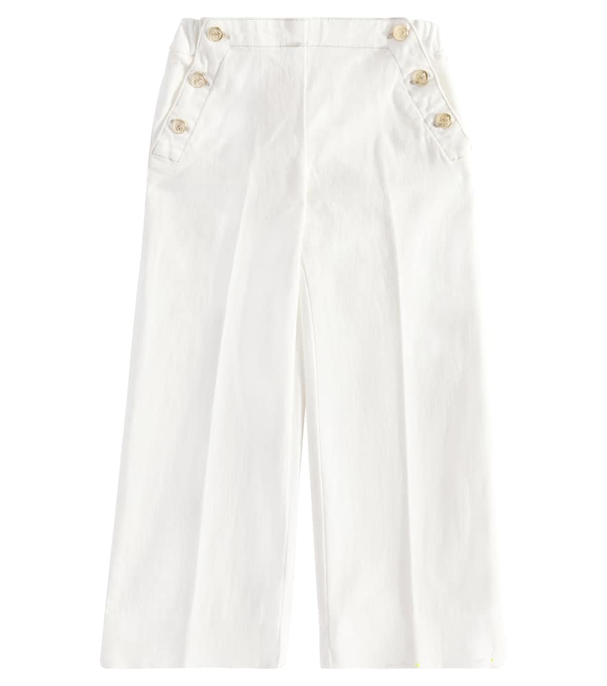 Bonpoint Gaetane Buttoned Wide-leg Trousers In Ecru
