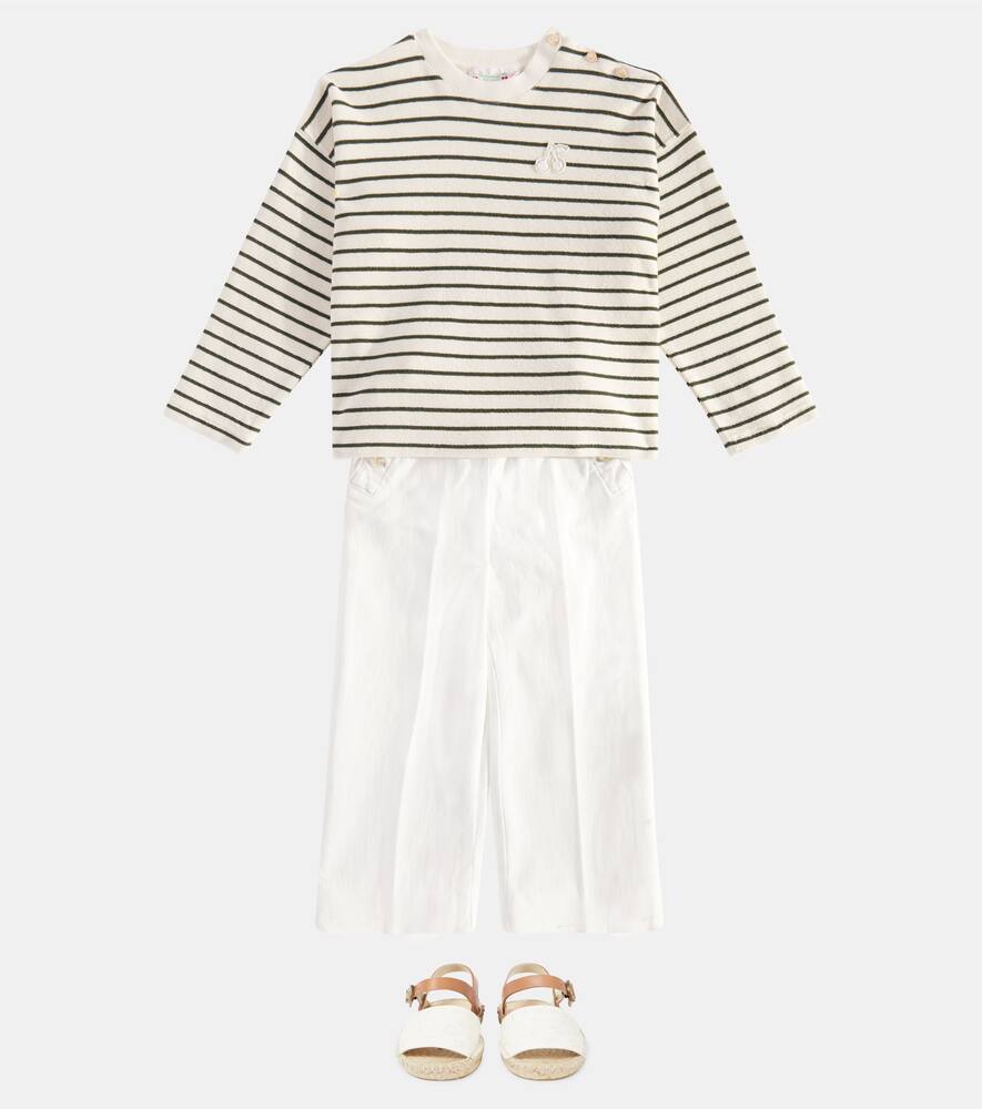 Bonpoint Gaetane Buttoned Wide-leg Trousers In Ecru
