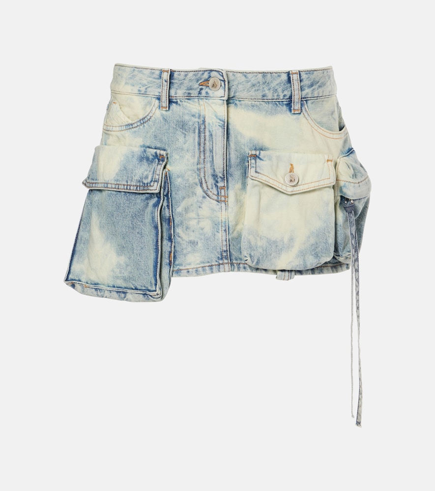 Attico Light Blue ''fay'' Multi-pocket Miniskirt In Blue