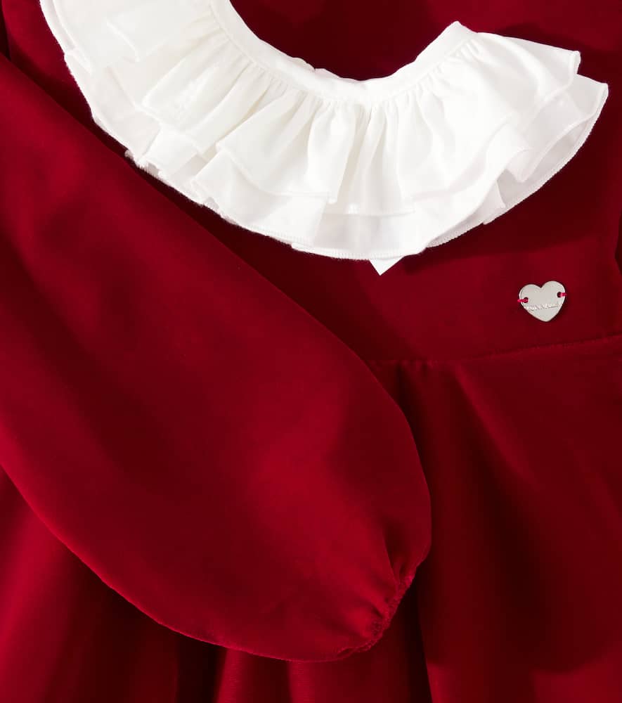 Monnalisa Velvet Dress In Red