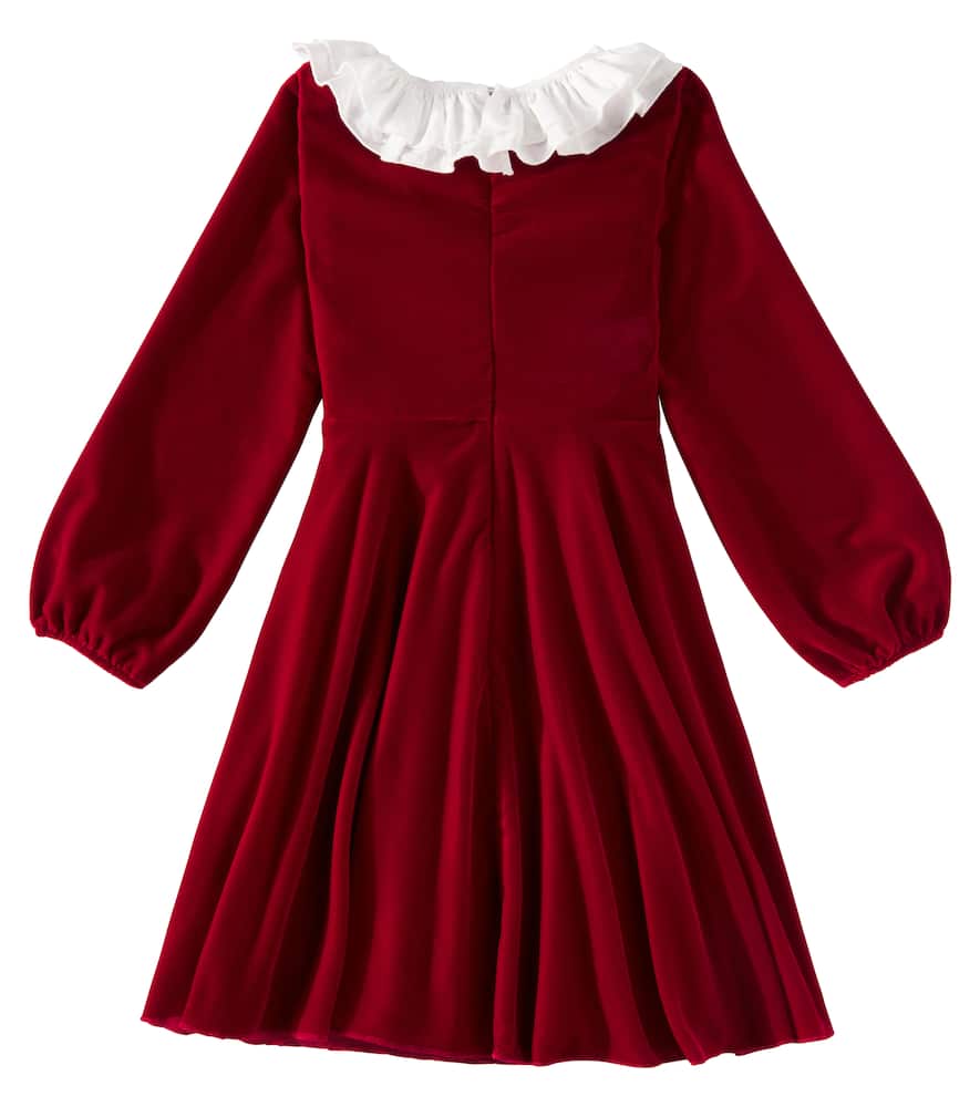 Monnalisa Velvet Dress In Red