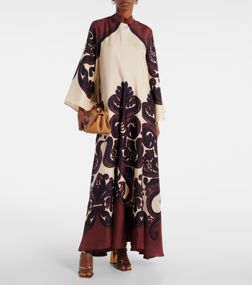 LA DOUBLEJ MAGNIFICO PRINTED SILK TWILL MAXI DRESS
