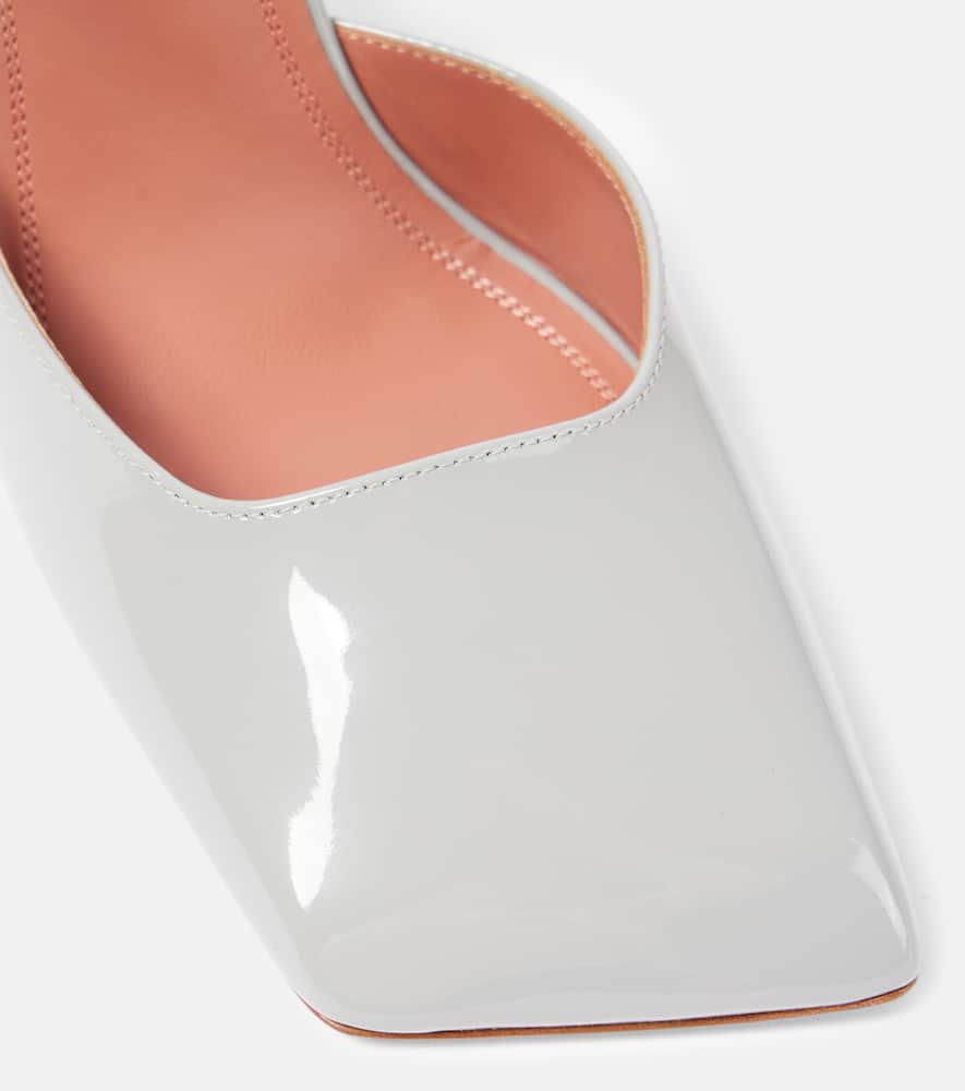 Amina Muaddi Charlotte Patent Leather Slingback Pumps In Silver