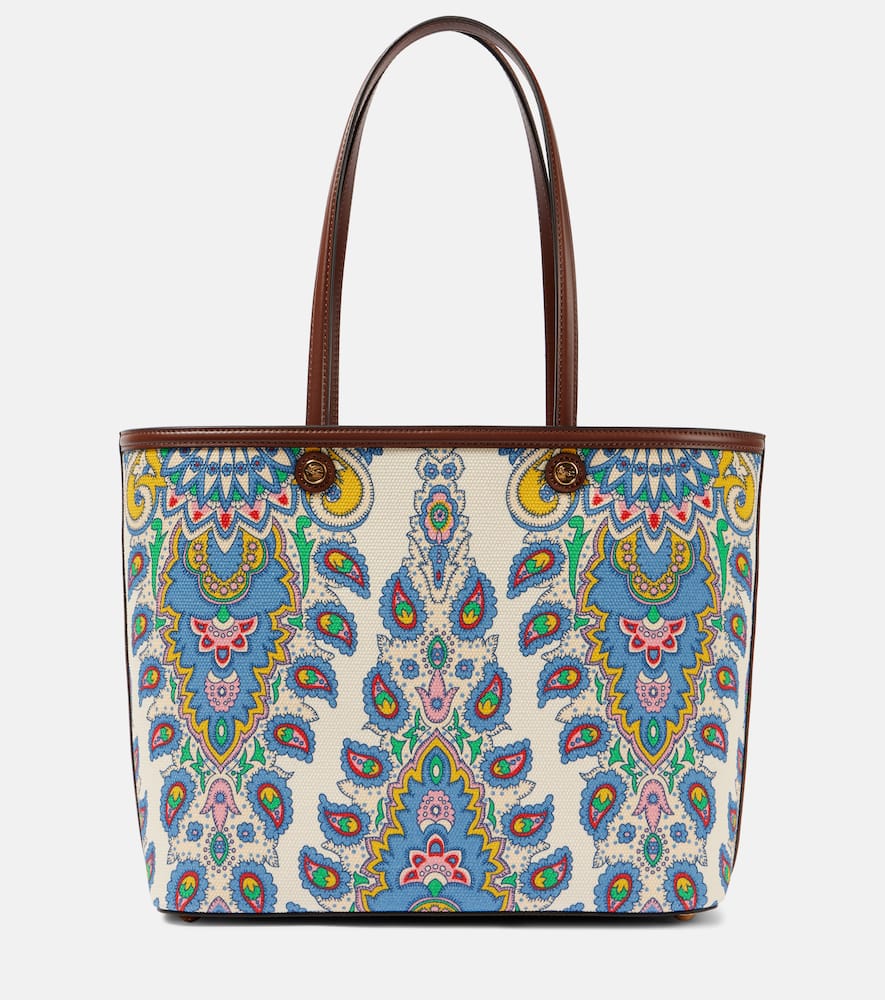 Etro Essential Large Canvas Tote Bag In White