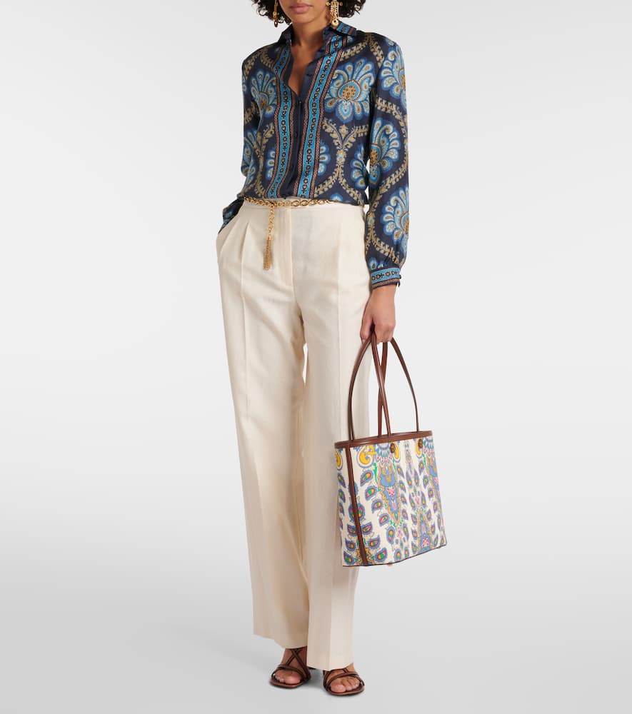Etro Essential Large Canvas Tote Bag In White
