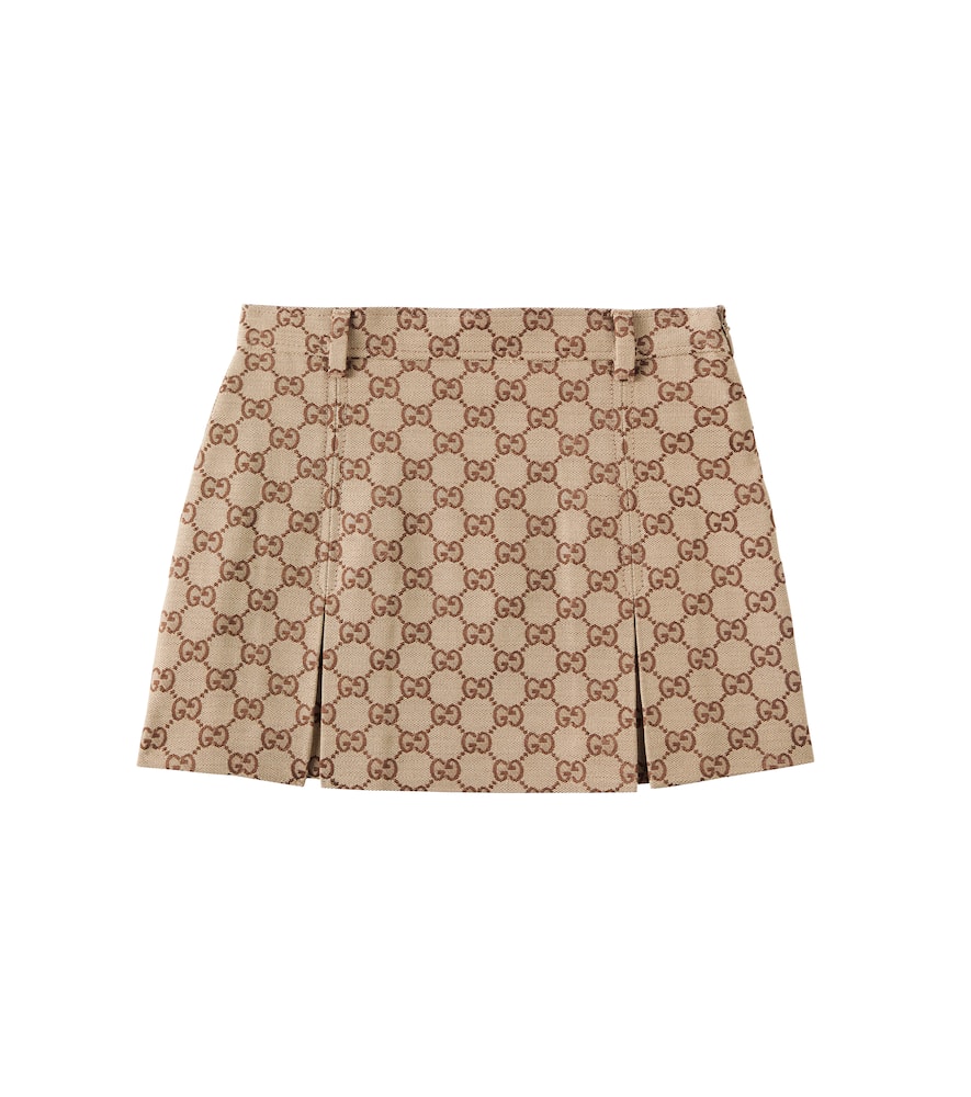Gucci Gg Canvas Cotton-blend Skirt In Camel/ebony