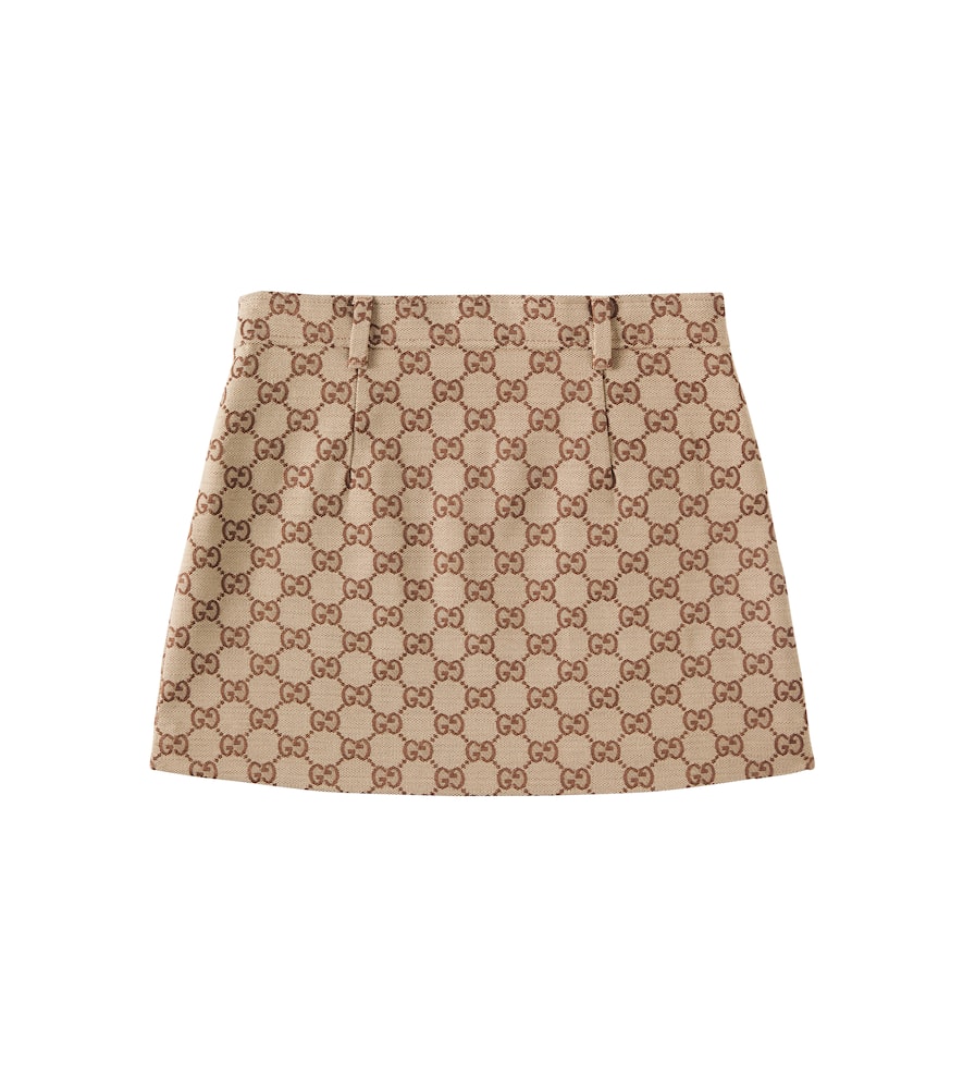 Gucci Gg Canvas Cotton-blend Skirt In Camel/ebony