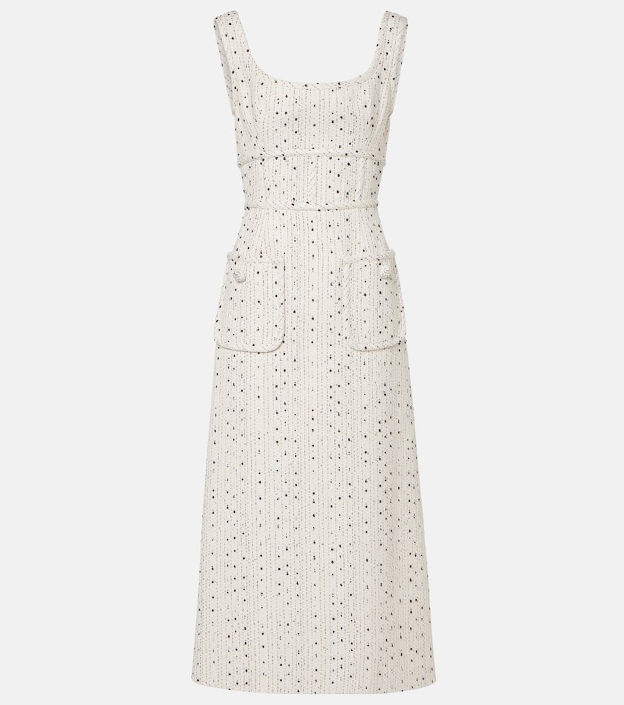 Sequined silk-blend tweed midi dress