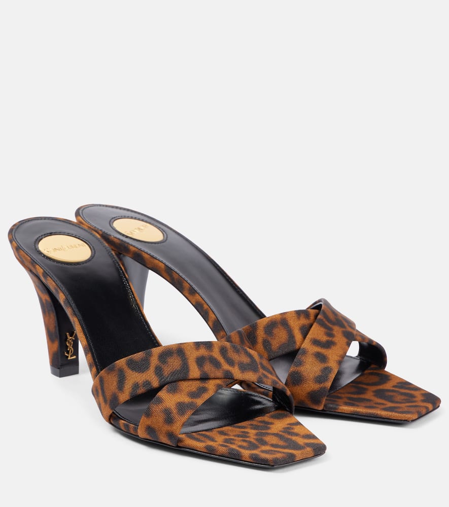 Jill 75 leopard-print satin mules