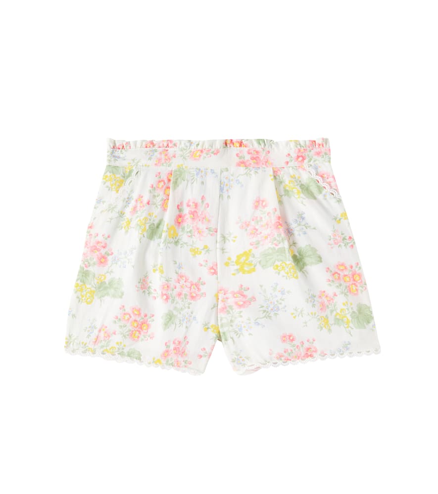 Tartine Et Chocolat Floral Lace-trimmed Linen And Cotton Shorts In Multicoloured