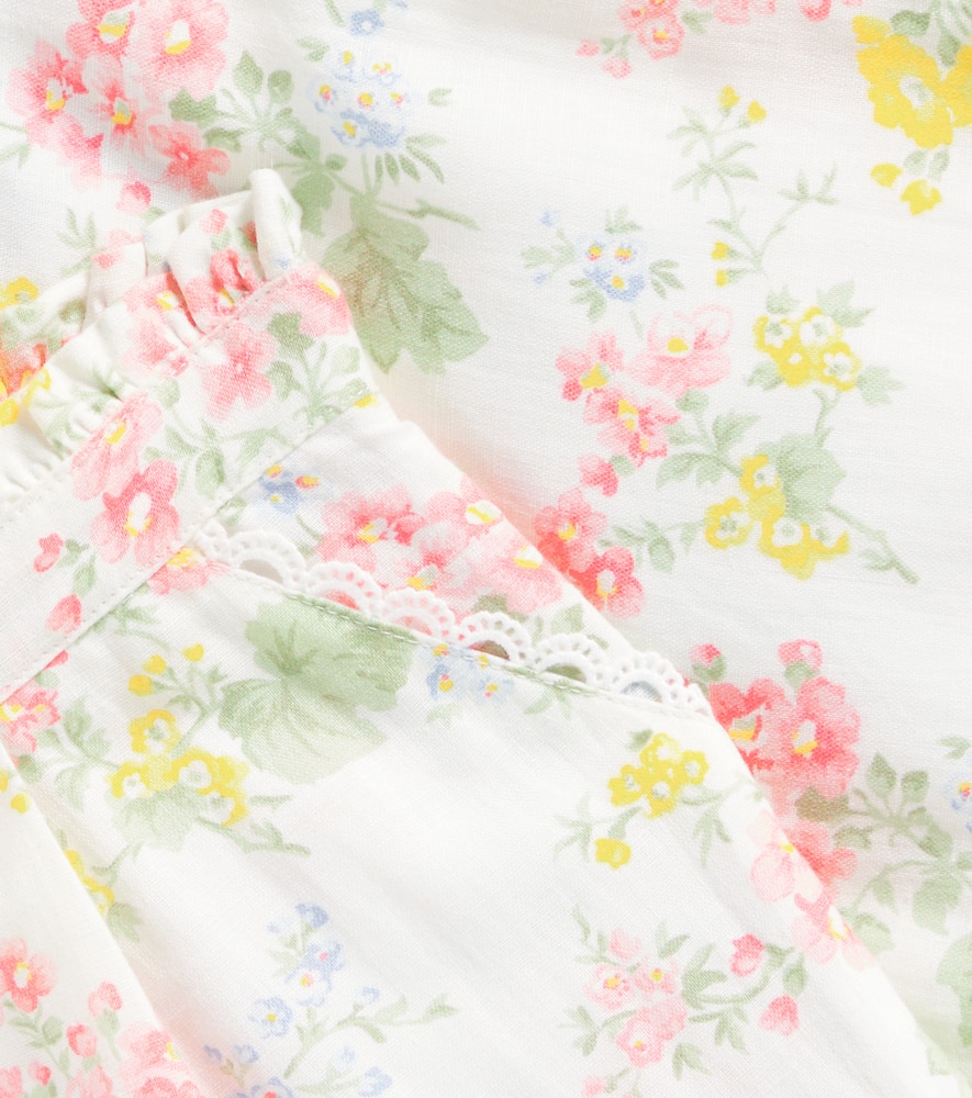 Tartine Et Chocolat Floral Lace-trimmed Linen And Cotton Shorts In Multicoloured