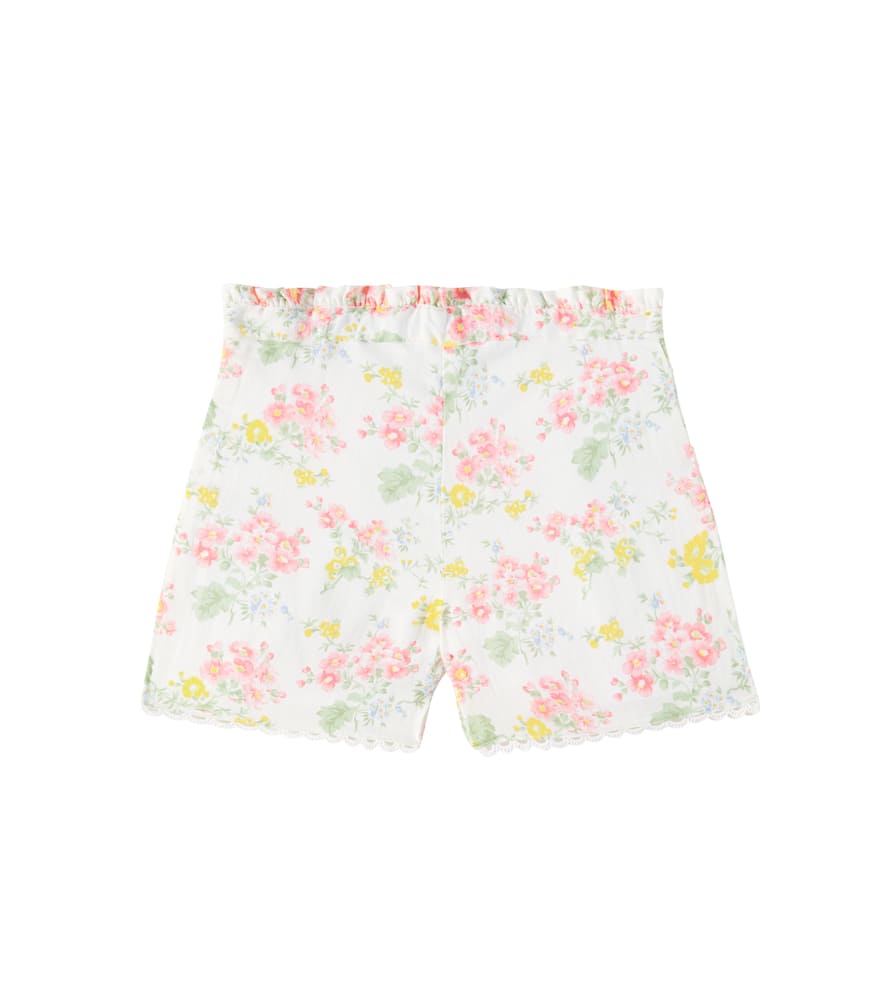Tartine Et Chocolat Floral Lace-trimmed Linen And Cotton Shorts In Multicoloured