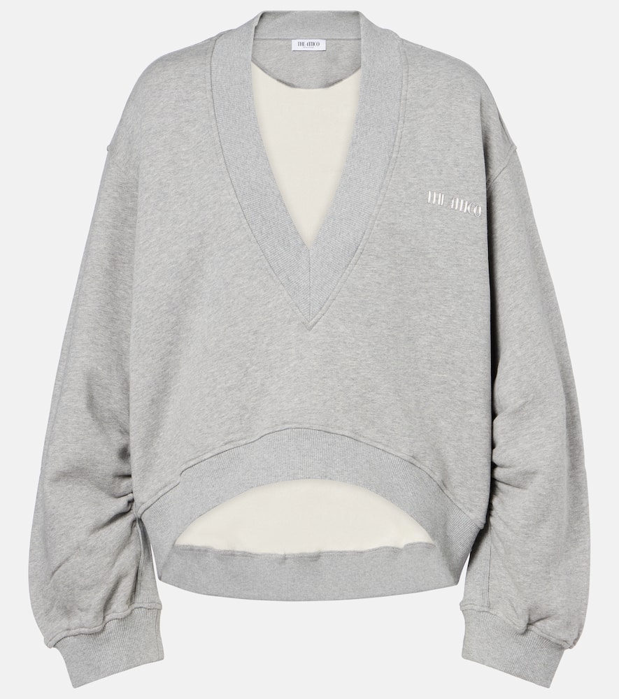 Attico Cotton Fleece Sweatshirt In Gray