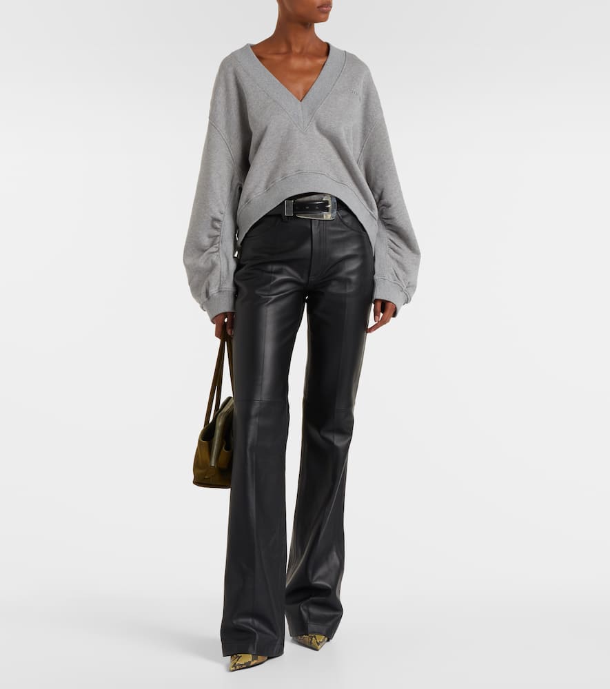Attico Cotton Fleece Sweatshirt In Gray
