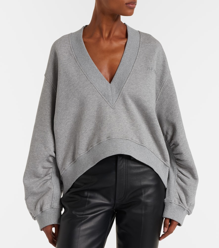 Attico Cotton Fleece Sweatshirt In Gray