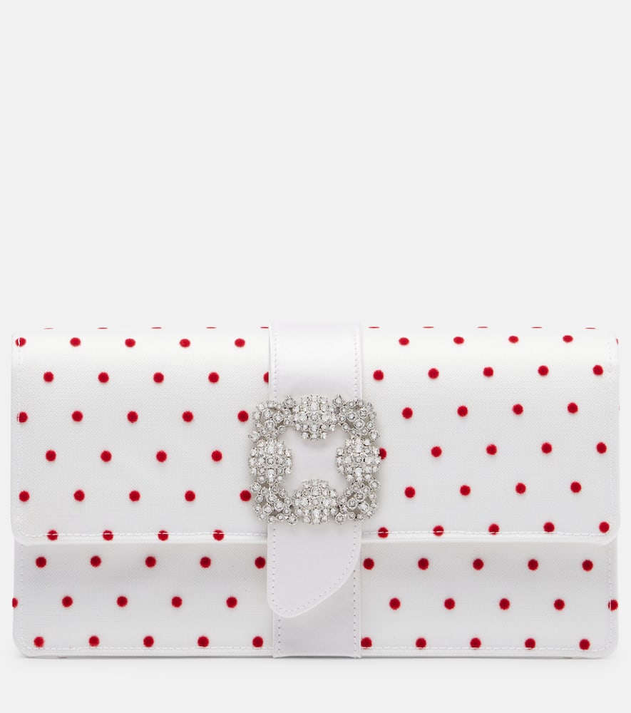 Capri embellished polka-dot satin clutch
