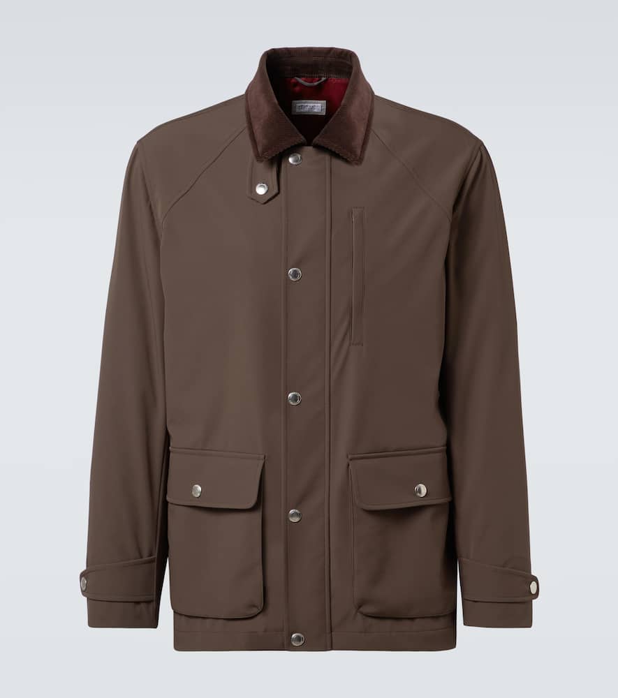 Brunello Cucinelli Corduroy-trimmed Field Jacket In Brown