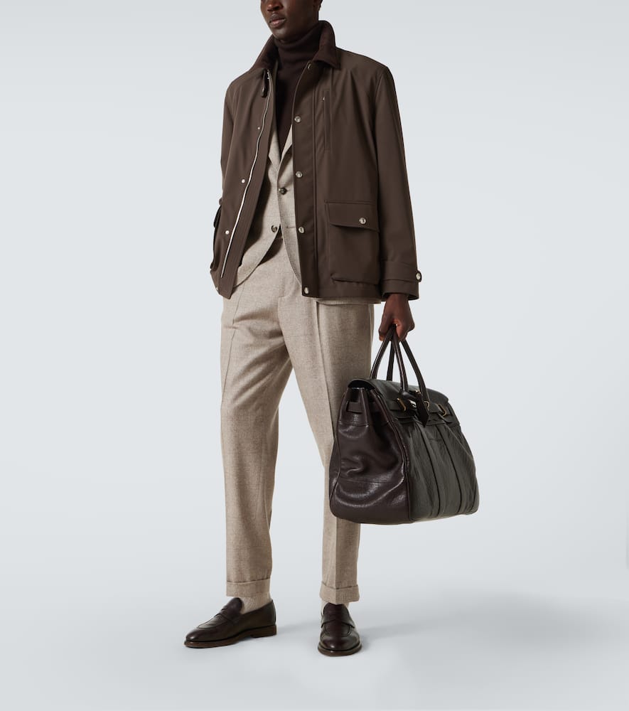 Brunello Cucinelli Corduroy-trimmed Field Jacket In Brown